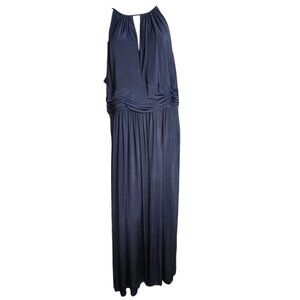 After Six Dress Womens Plus Size 20 Solid All Blue Zip Back Sleeveless Long Maxi